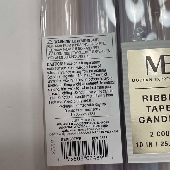 Modern Expressions 10" Ribbed Taper Candles, 2 ct (x3) Candle Sticks NEW - Picture 2 of 2